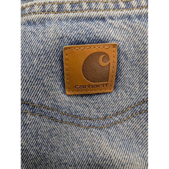 Carhartt Jeans Mens 42x32 Blue Relaxed Fit Flannel Lined Workwear Darkstone B172 - Picture 14 of 16